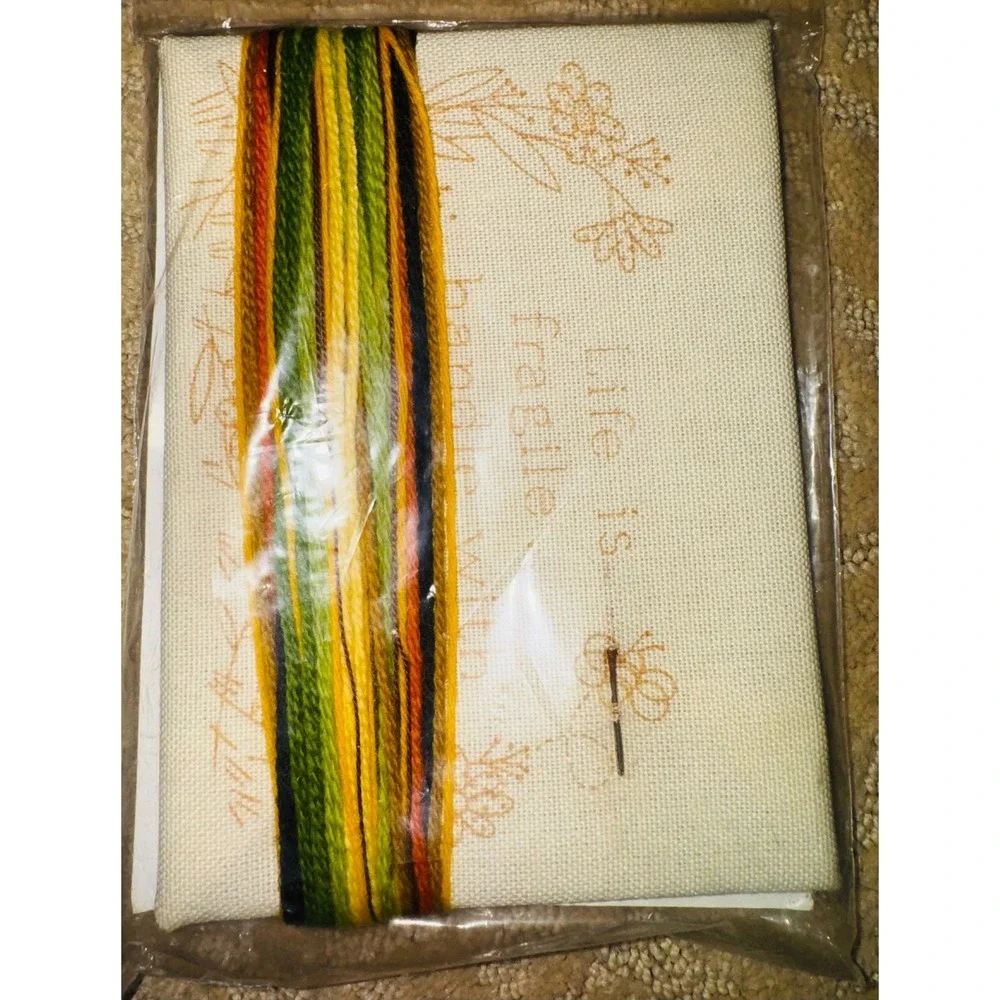 Vintage Sunset Stitchery Life Is Fragile Donna Kooler Crewel Kit 1978 Bee Floral
